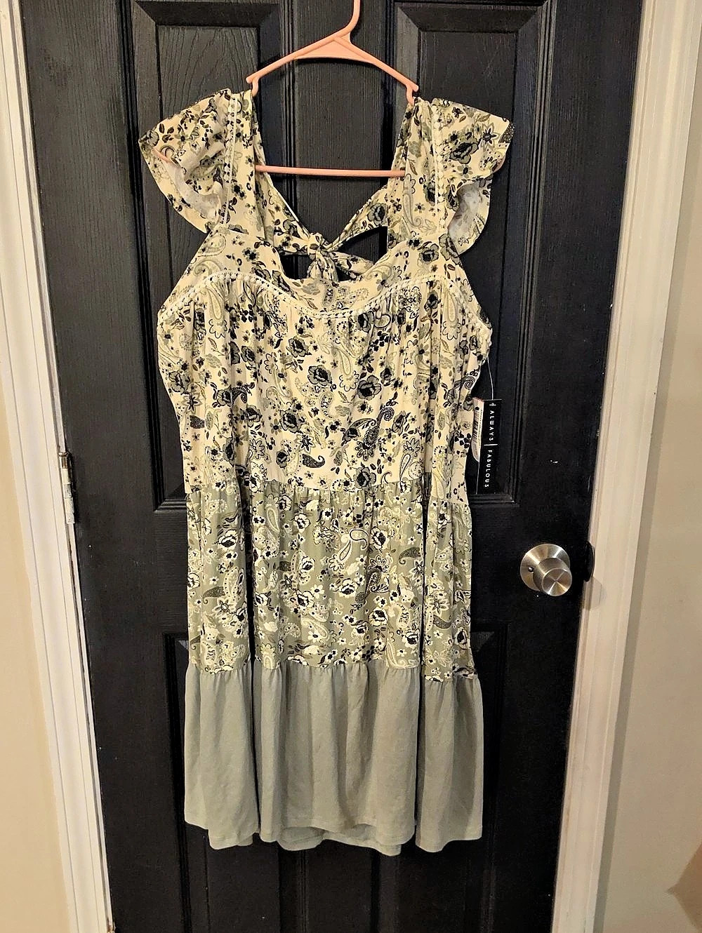 Floral Mini Dress in Green & Cream NWT always Fabulous